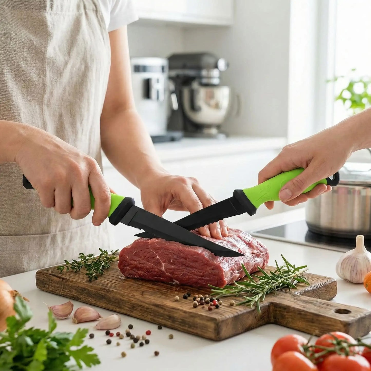 couteau de cuisine bicolore