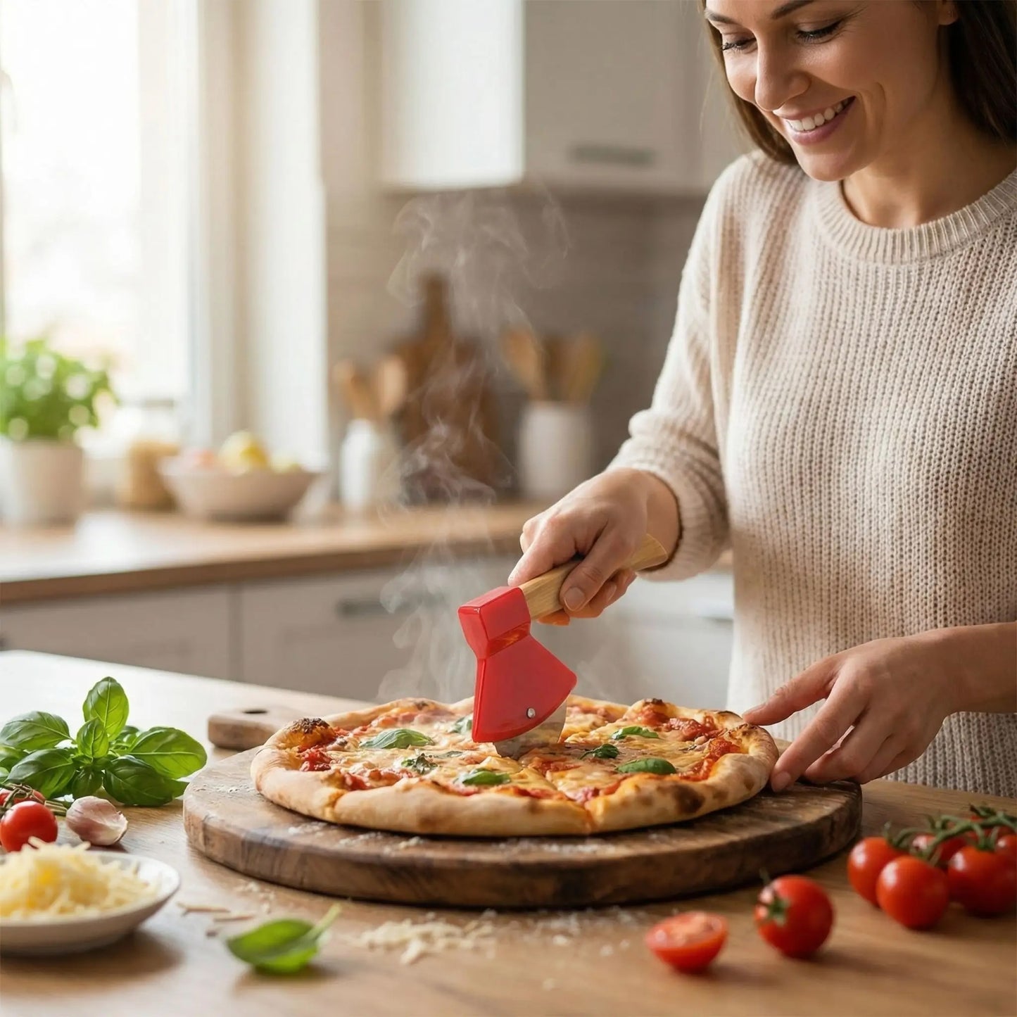couteau à pizza facile à tenir