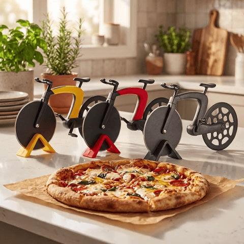 couteau à pizza jaune rouge et noir