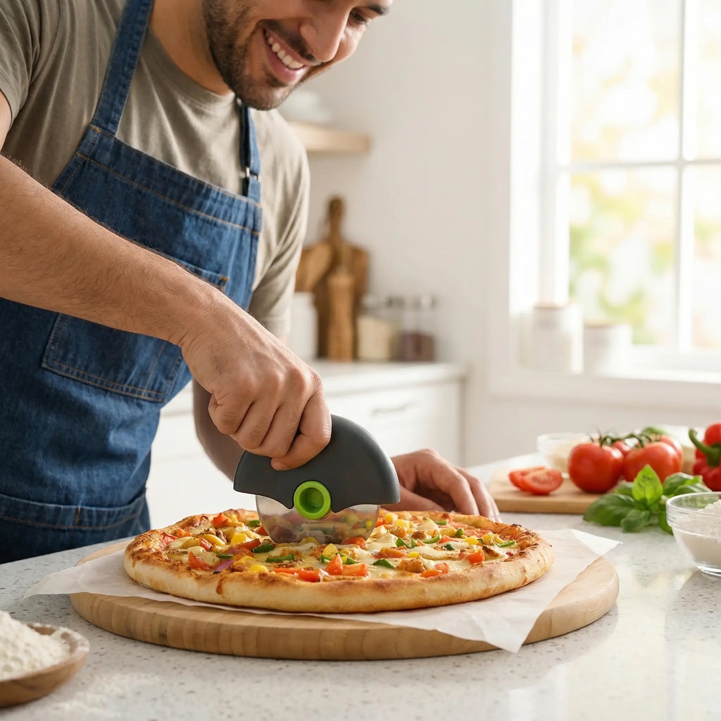 couteau à pizza précis et confortable