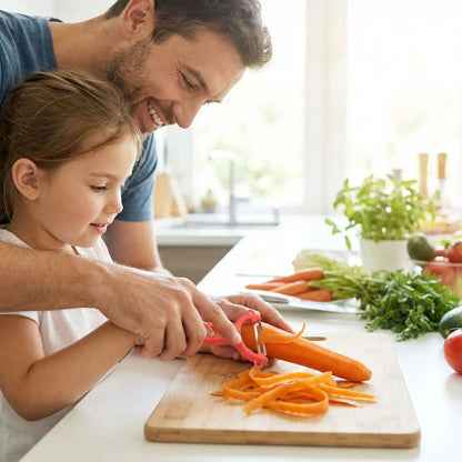 éplucheur à légumes rouge orange