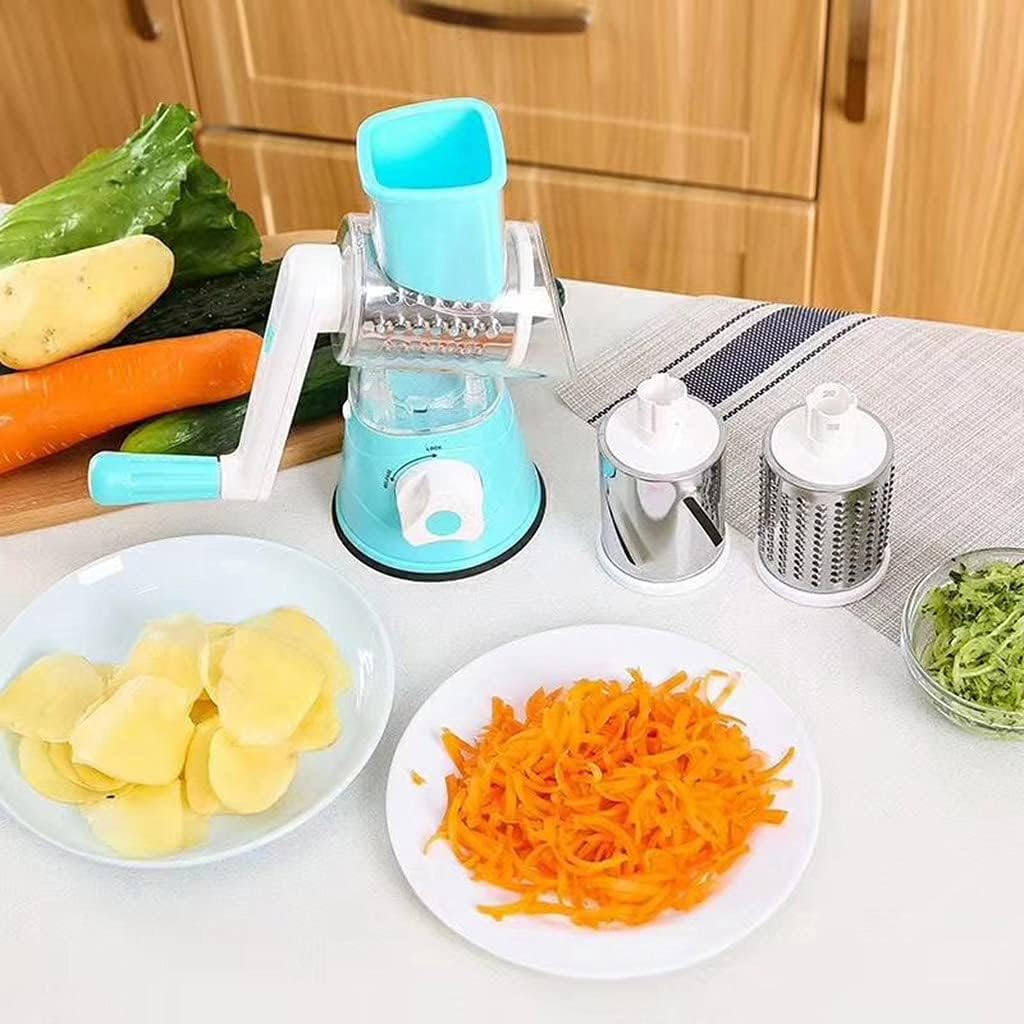 Mandoline cuisine rotative 3 en 1 | MasterSlicer™ bleue - Mykitchenslife