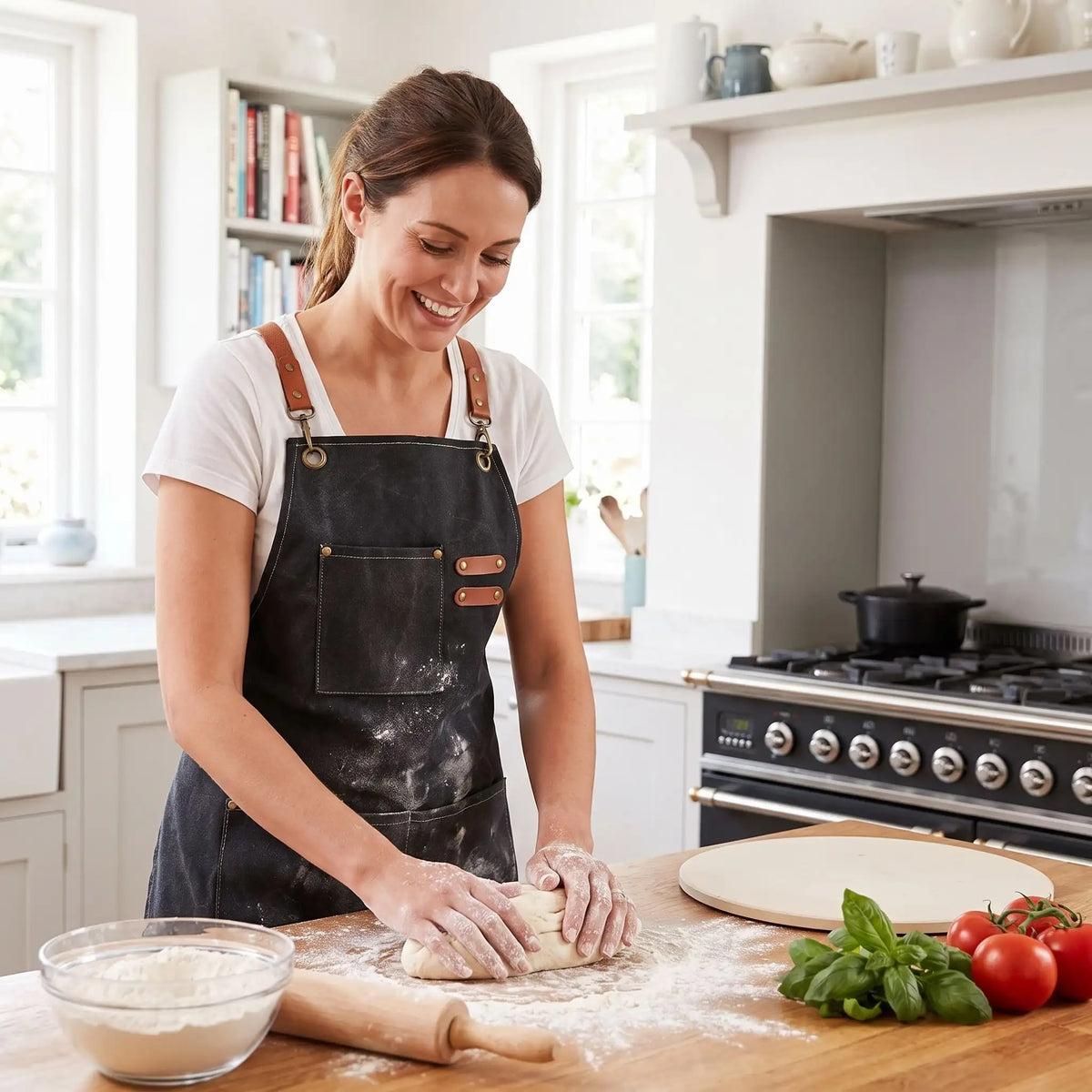 tablier de cuisine avec sangles en cuir