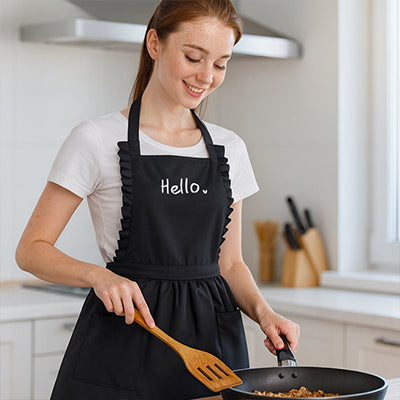 tablier de cuisine noir et marron